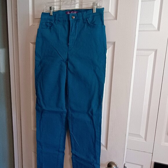 Gloria Vanderbilt Amanda Sz 10, Dark Teal, Hi Rise Pants, NWOT, 5 Pockets, Denim - Picture 1 of 4